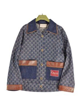 Gucci Jacket Denim GG Jacquard Leather